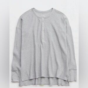 Offline By Aerie Wow! Waffle Henley Women's Oversized Long Sleeve T-Shirt